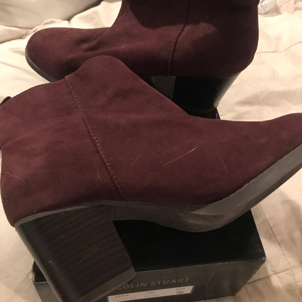 Burgundy booties